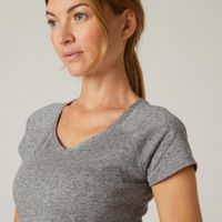 Tee shirt 500 slim gym women black, pp Cinza-asfalto 3P