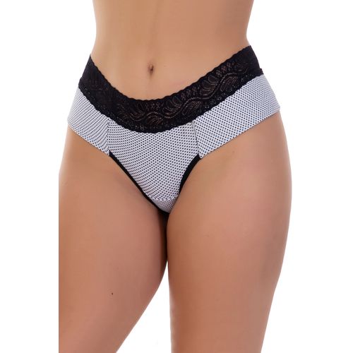 Calcinha Laterais Largas Cintura em Renda Fio Dental Branca Menor preço em Calcinha Laterais Largas Cintura em Renda Fio Dental Branca