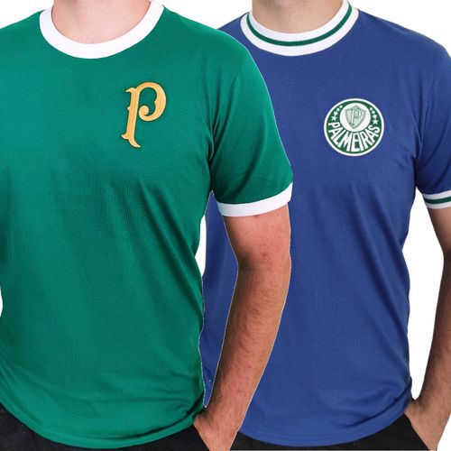 Kit 2 Camisas Palmeiras Retrô - Palestra + Academia - Masculino Menor preço em Kit 2 Camisas Palmeiras Retrô - Palestra + Academia - Masculino