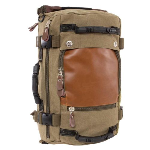 Mochila De Lona E Couro Grande Notebook Luxo 35L - Kaka Menor preço em Mochila De Lona E Couro Grande Notebook Luxo 35L - Kaka