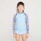 Camiseta Infantil Surf e Bodyboard FPU50+ 100 Olaian, azul-floral, 7-8 ANOS