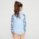 Camiseta Infantil Surf e Bodyboard FPU50+ 100 Olaian, azul-floral, 7-8 ANOS