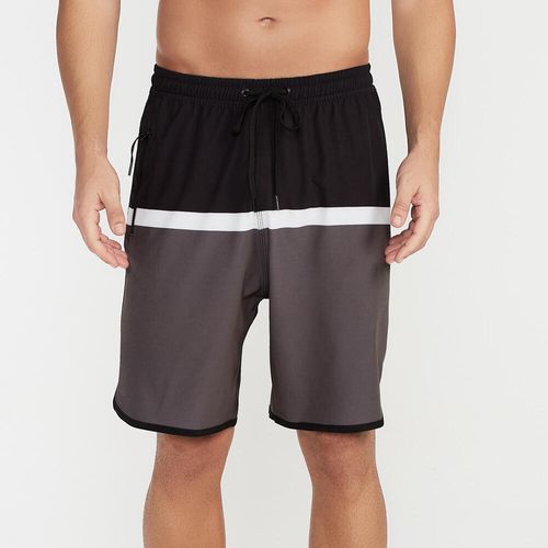 Bermuda Masculina de Surf Bolso com Zíper e Cintura Elástica Olaian, grafite, M