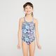 Maiô Infantil de Surf Cruzado, azul-floral, 5-6 ANOS