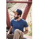 Camiseta masculina de lã merino trekking Travel 100, azul, 3G