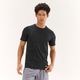 Camiseta de corrida masculina seca e respirável, preta, 3G