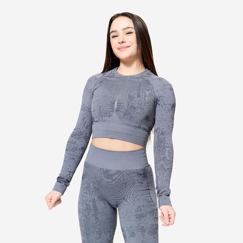 Crop ls fts900 seamless, uk 12-14 / eu l Azul-cinza GG