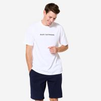 Camiseta Masculina de Pilates Essentials Domyos Branca, branca, 3G