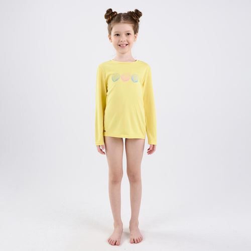Camiseta Infantil de Surf Proteção UV50+ Olaian, amarela, 4 Anos