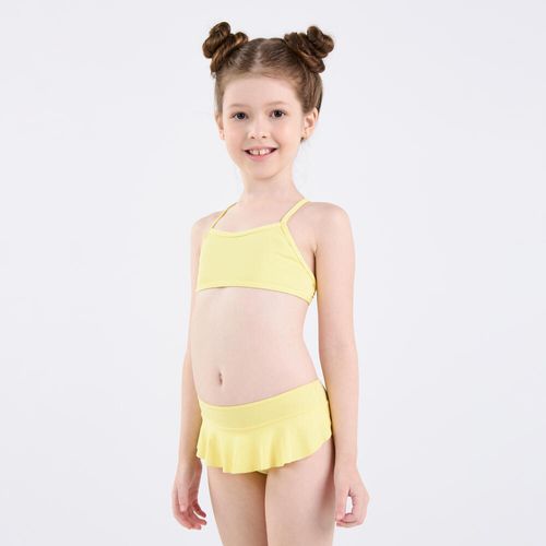 Calcinha Biquíni Infantil De Surf Tribord Rosa, amarela, 4 ANOS
