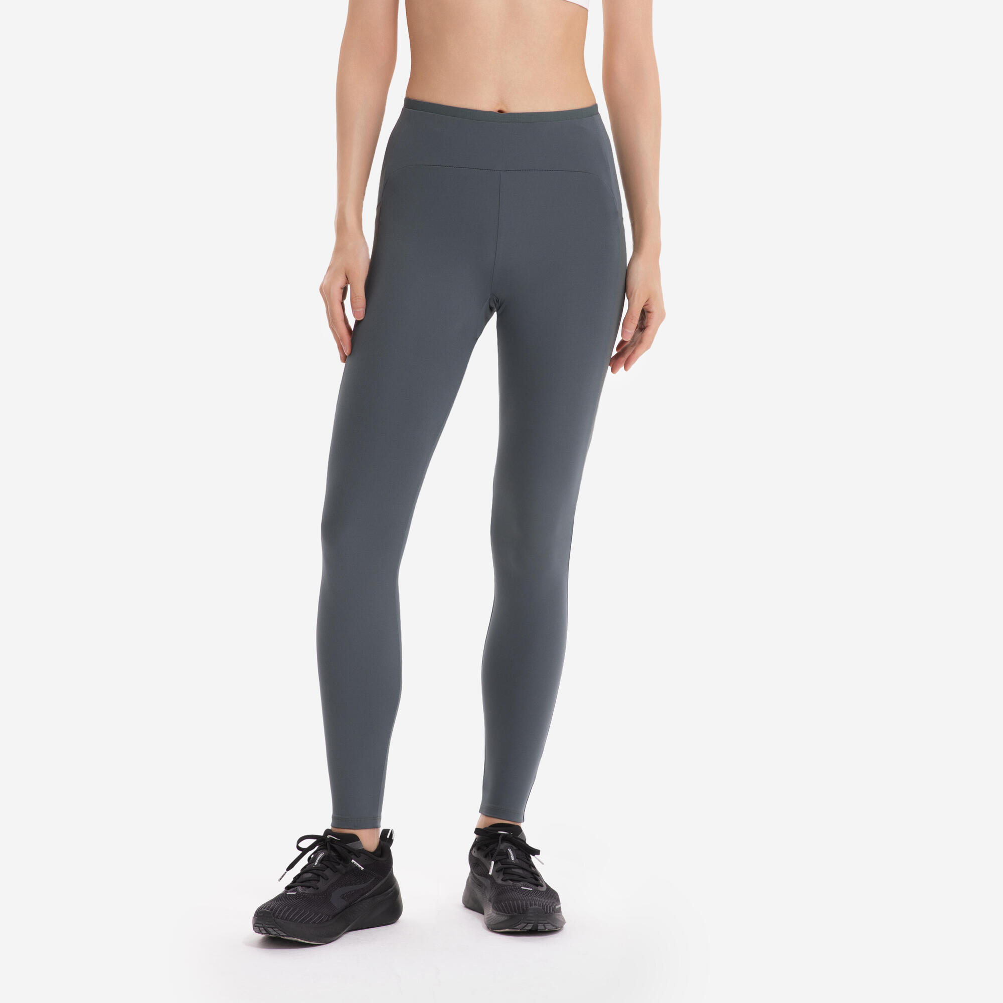 Legging Feminina de Corrida Run 500 Confort Kiprun Cáqui Escuro Verde