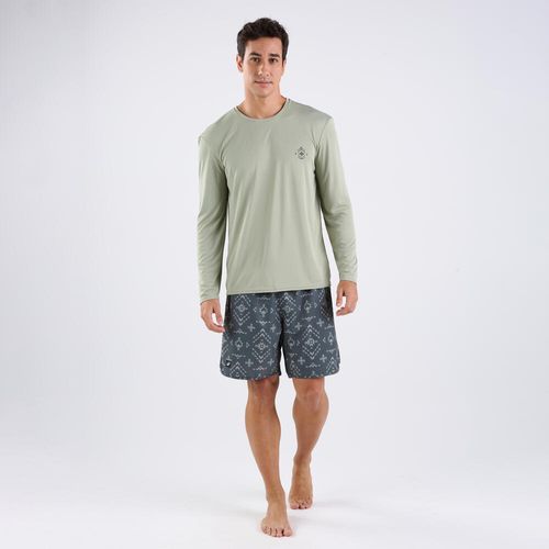 Camiseta Masculina de Surf UV50+ Tribord Verde, verde, 3G