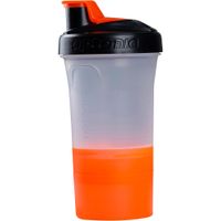 Shaker 400ml 3em1 com Dose Extra Laranja, preto-laranja, UNICO