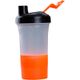 Shaker 400ml 3em1 com Dose Extra Laranja, preto-laranja, UNICO