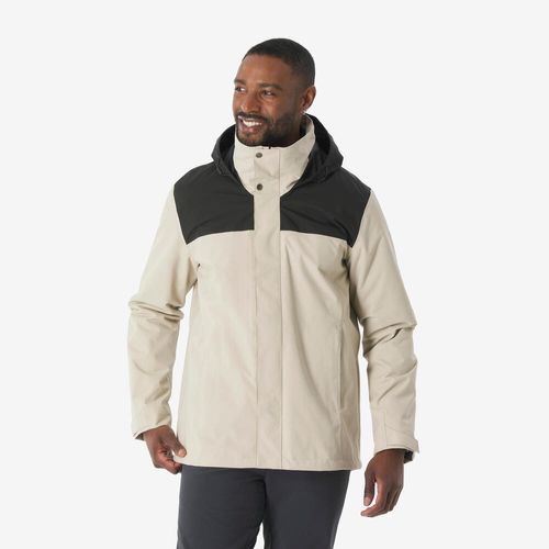 Jaqueta 3 em 1 Masculina Trilha 100 Impermeável Térmica Quechua Forclaz Forclaz Bege, 3G