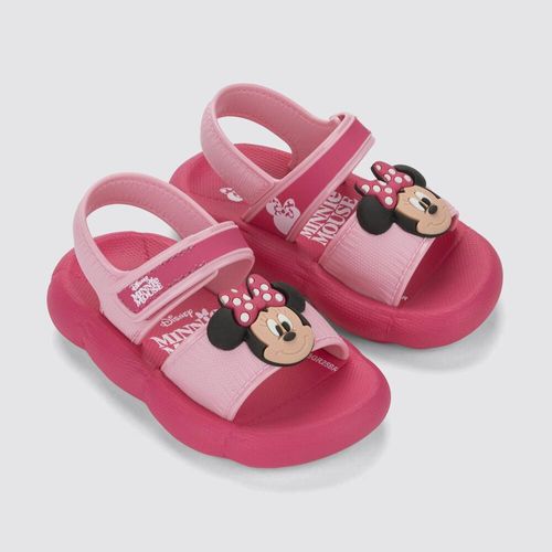 Sandália de Bebê Minnie Disney Pump Puff Grendene, rosa 19 BR