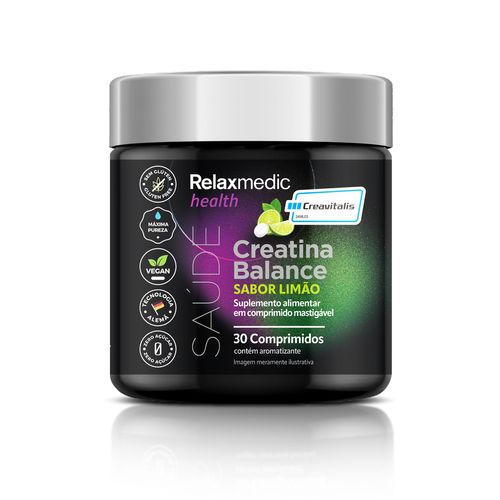 CREATINA MASTIGÁVEL BALANCE 30 COMPRIMIDOS RELAXMEDIC HEALTH Preto