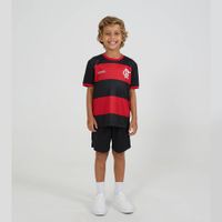 Camisa Infantil de Futebol Flamengo Emoção Braziline Preta Vermelho, 8 ANOS