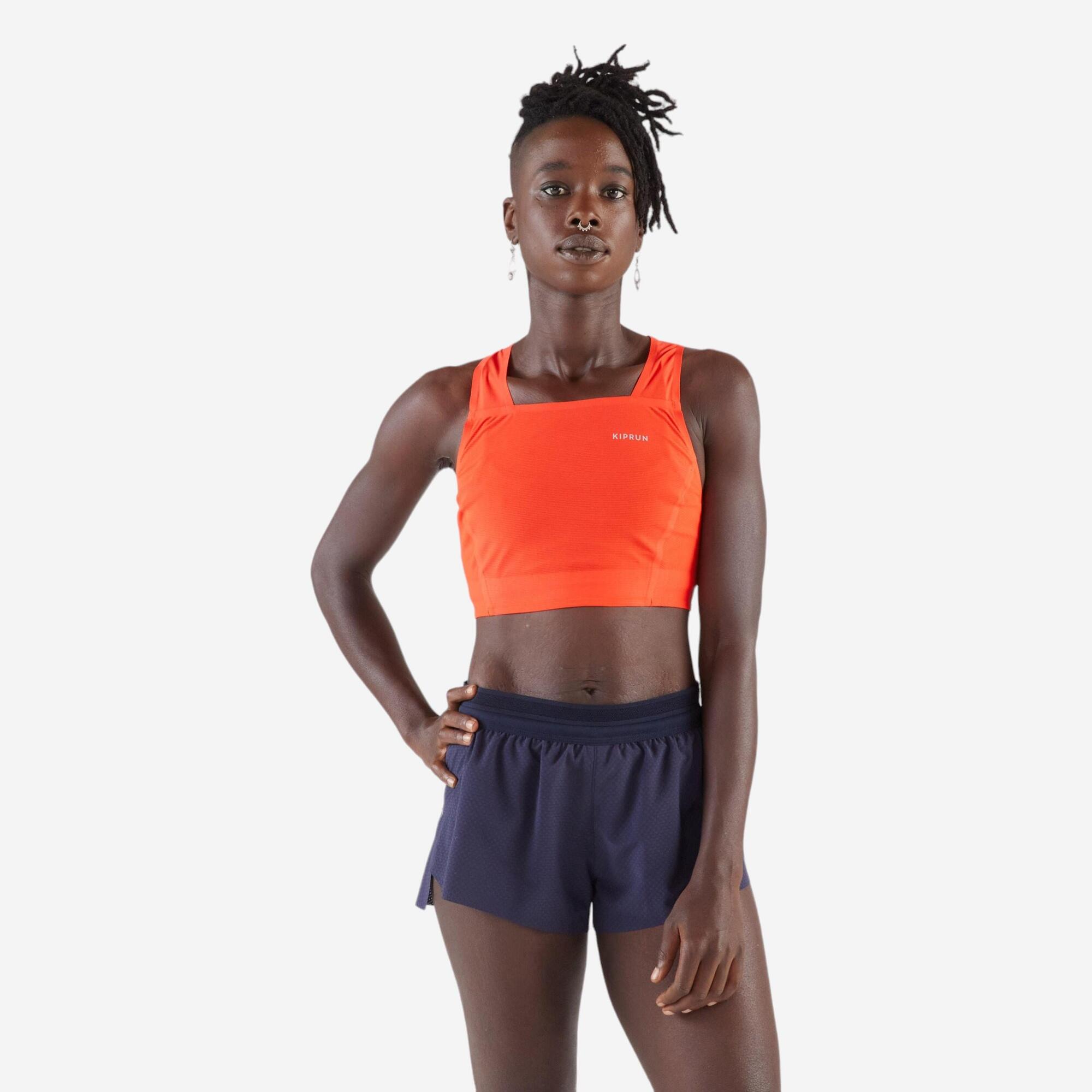 Top feminino de corrida Kiprun 900 Vermelho Claro Méline Rollin