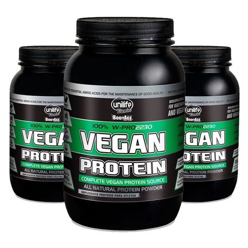 Kit 3 Vegan Protein 900g Proteína vegetal Unilife Morango Decathlon