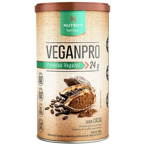 Whey Vegano Isolado Vegan Pro Proteina Vegetal Cacau 450g Nutrify