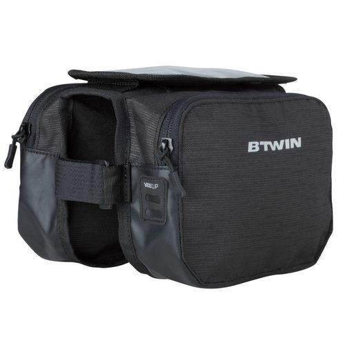 Bolsa dupla para quadro de bicicleta 2L Btwin - BIKE DOUBLE BAG 520 BLACK, .