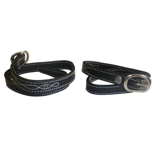 Correias de Esporas para Hipismo Romeo Fouganza - BLACK LEATHER SPURS STRAP, .