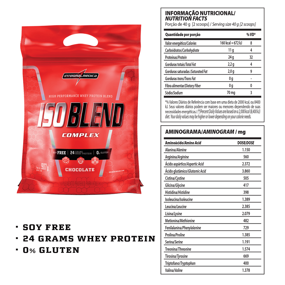 Whey Protein Iso Blend 907g IntegralMédica Chocolate DecathlonPro