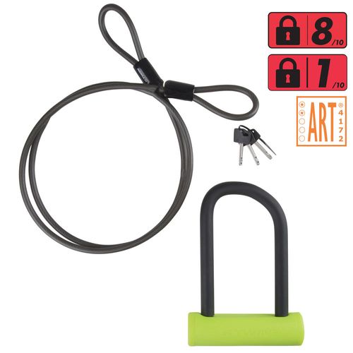 CADEADO U-LOCK MINI + CABO 900 PARA BICICLETA - SET LOCK 900 MINI D, .