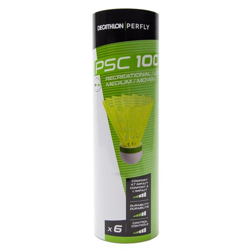 Peteca de Plástico de Badminton PSC 100 (conjunto de 6) - PSC 100 YELLOW X 6 MEDIUM, NO SIZE