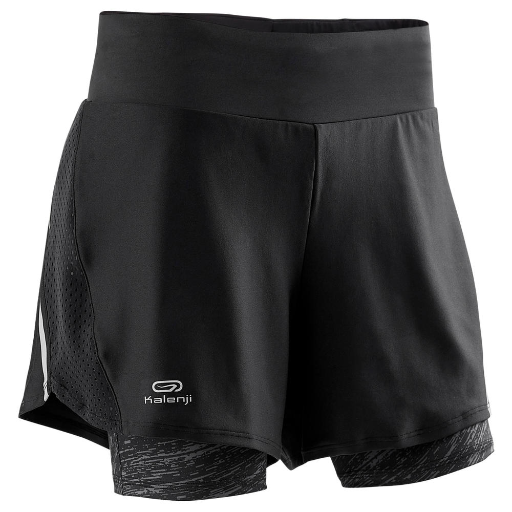 Short feminino de corrida Run Dry Plus 2 em 1 Kalenji DecathlonPro