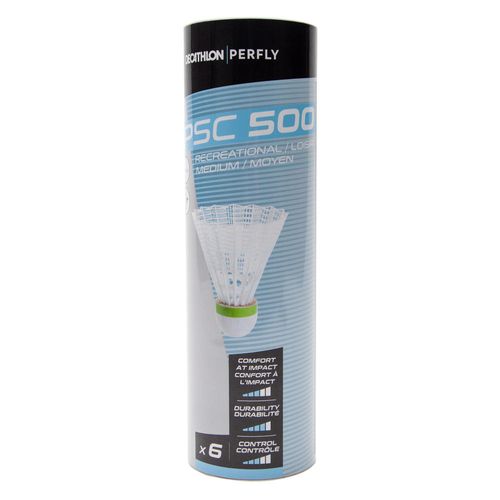 PETECA DE BADMINTON PLÁSTICO PSC 500 (6 PETECAS) - PSC 500 WHITE X 6 MEDIUM, NO SIZE