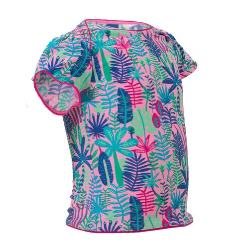 Camiseta de natação para bebês Tanki 100 Nabaiji - TANKI 100 BG ALLJUNGLY PINK**, 4 YEARS