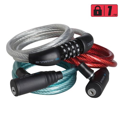 Kit com 3 unidades - cadeado espiral para acessórios 100 - BIKE ACCESSORY LOCK 100 SET 3, NO SIZE