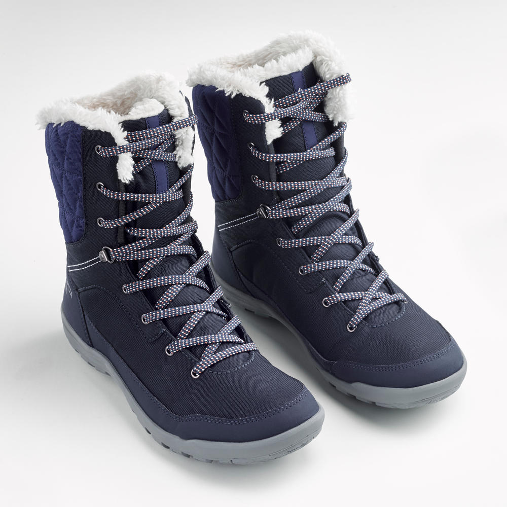 bota feminina de trilha na neve impermeável sh500