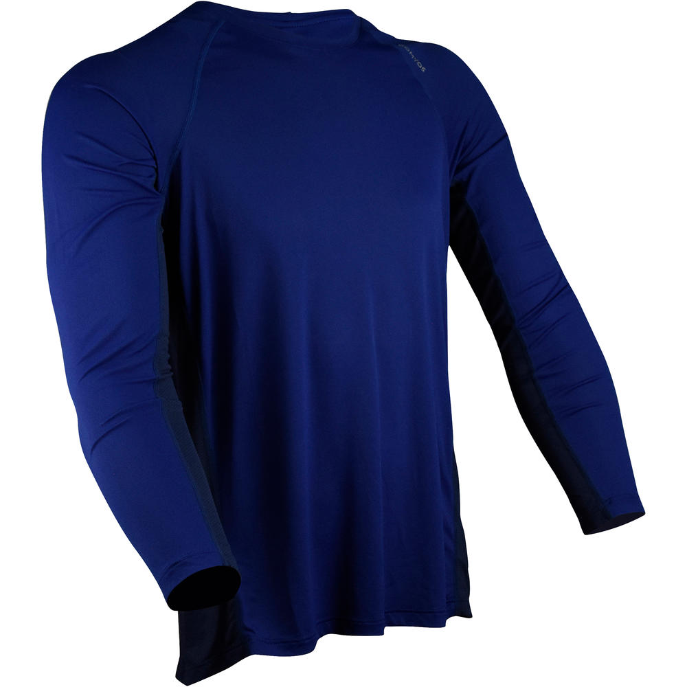 Camiseta Manga Longa Fitness Tecido Leve 100 Azul Marinho Decathlonstore Mobile