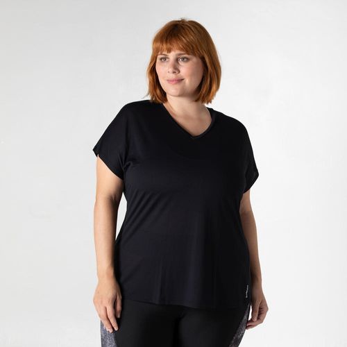 Camiseta creponada +size feminina Fitness