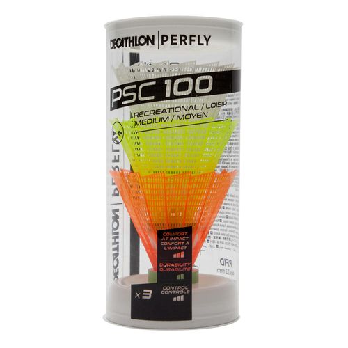 Volante-de-Plastico-Badminton-PSC-100-Medium-Branco-Cinza-Laranja--conjunto-3-