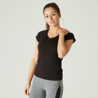 Tee-shirt-500-slim-gym-women-black-pp-Preta-M