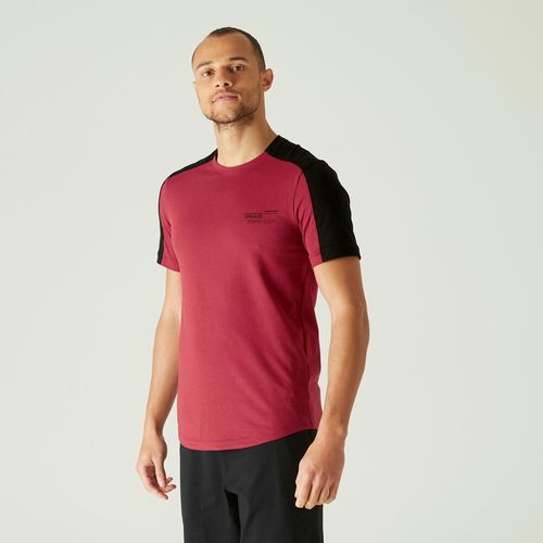 Camiseta masculina de Pilates 520 - T-shirt gym m 520 slim bordeaux print