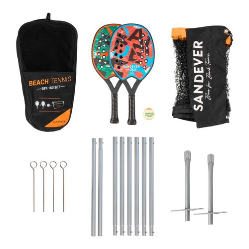 Kit de beach tennis lazer (Raquetes + Rede) - Conjunto de Beach Tennis BTR 160, no size, cinza, ÚNICO