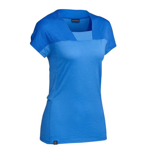 Camiseta feminina de trekking de lã merino Trek500