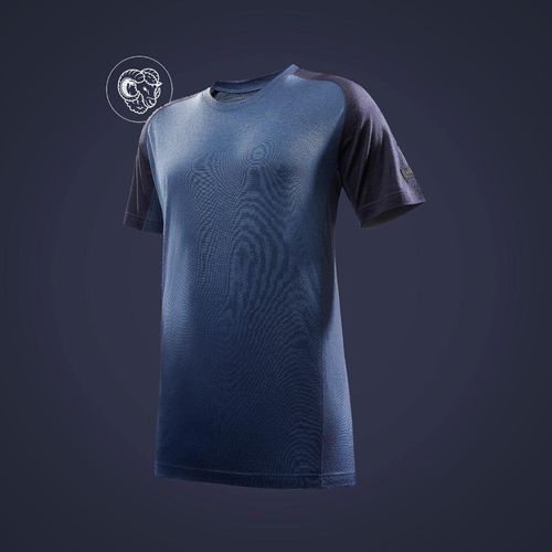 Camiseta masculina de trekking de lã merino Trek500 Wool