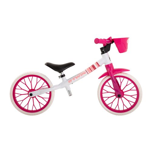 Bicicleta Infantil Equilíbrio Aro 12 Runride 100 Sem Freio Branca Rosa