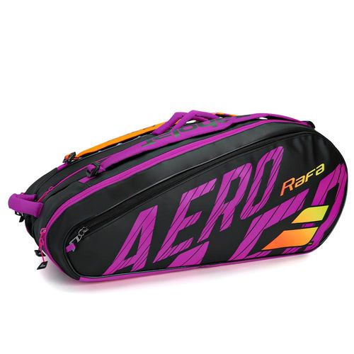 Raqueteira Babolat Pure Aero Rafa X12 Preta Amarela e Roxa