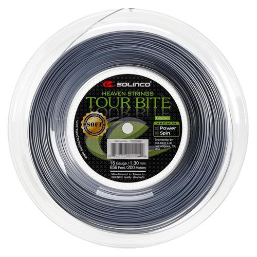 Corda Solinco Tour Bite Soft 16 1.30mm Prata - Rolo com 200 Metros