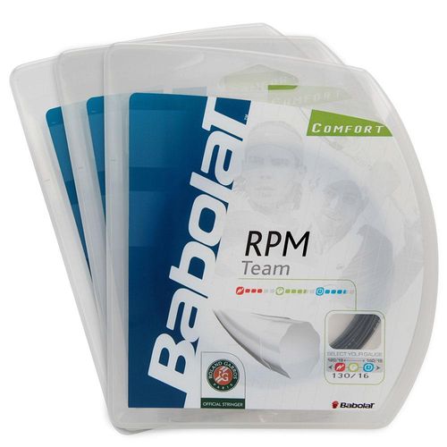Corda Babolat RPM Team 16L 1.30mm Preta - Pack com 3 Sets