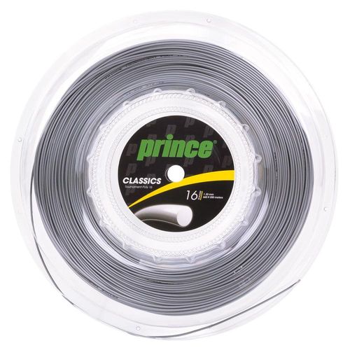 Corda Prince Tournament Poly 16L 1.30mm Prata - Rolo com 200 metros