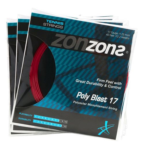 Corda Zons Poly Blast 17L 1.25mm Vermelho - Set Individual - Pack com 03 Unidades