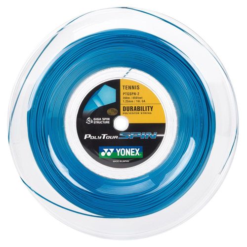 Corda Yonex PolyTour Spin 16L 1.25mm Azul Rolo com 200 Metros